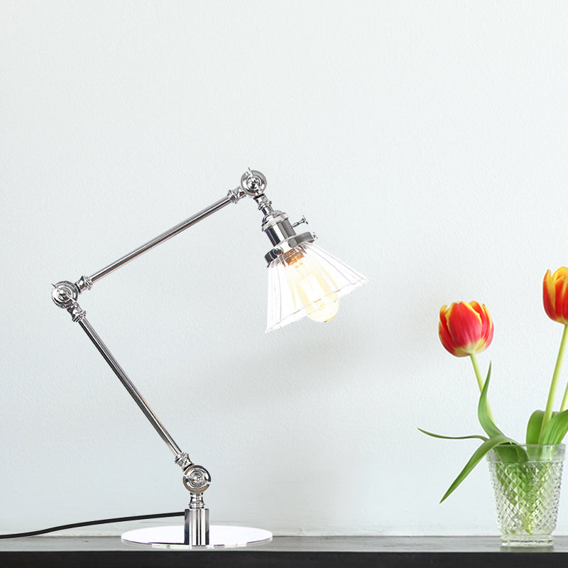 Kegel Klar/Amber Glas Tischlampe Lager Stilvolle 1 Licht Schwarz/Messing Tischbeleuchtung für das Arbeitszimmer