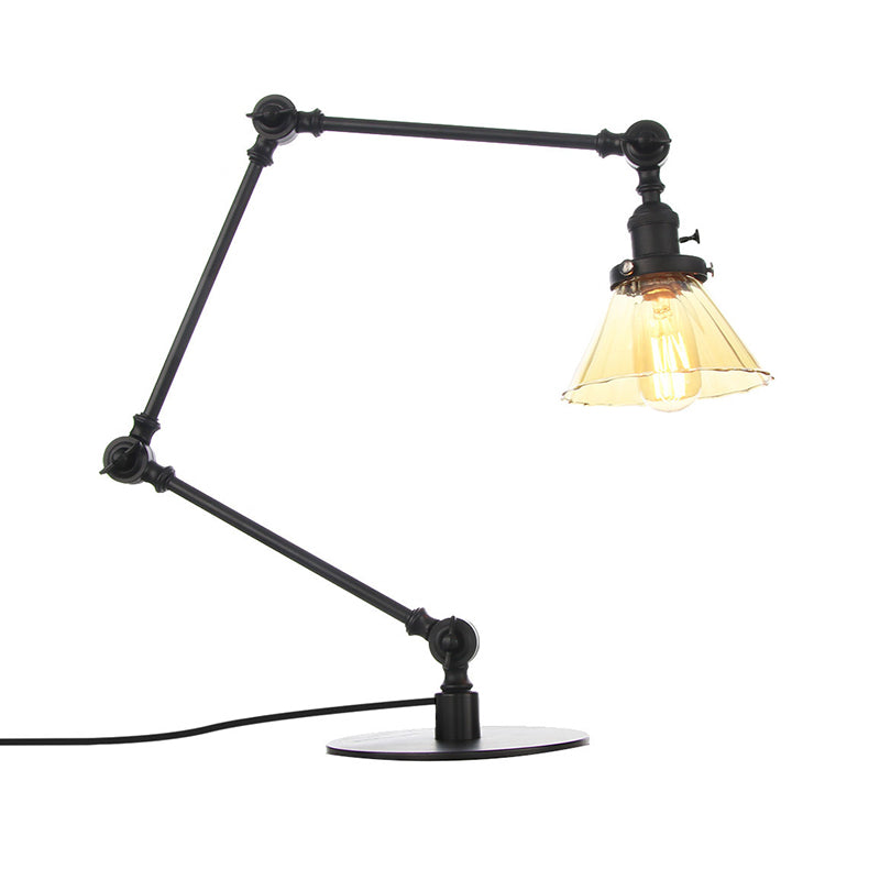 Kegel Klar/Amber Glas Tischlampe Lager Stilvolle 1 Licht Schwarz/Messing Tischbeleuchtung für das Arbeitszimmer