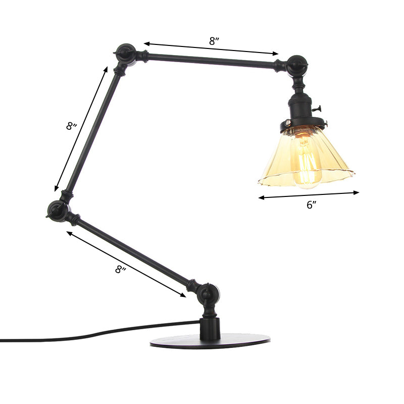 Kegel Klar/Amber Glas Tischlampe Lager Stilvolle 1 Licht Schwarz/Messing Tischbeleuchtung für das Arbeitszimmer