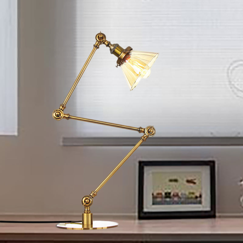 Kegel Klar/Amber Glas Tischlampe Lager Stilvolle 1 Licht Schwarz/Messing Tischbeleuchtung für das Arbeitszimmer