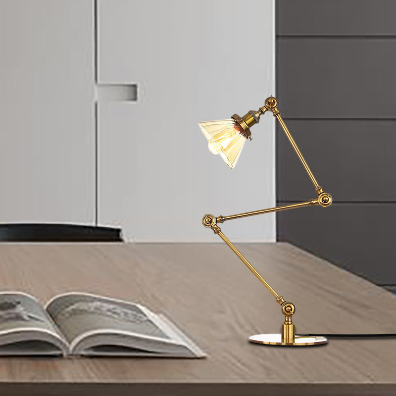 Kegel Klar/Amber Glas Tischlampe Lager Stilvolle 1 Licht Schwarz/Messing Tischbeleuchtung für das Arbeitszimmer