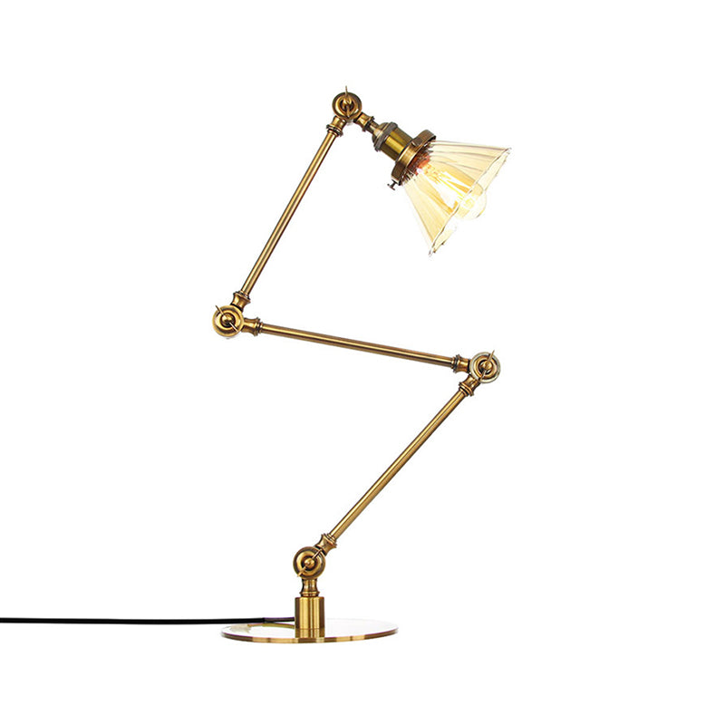 Kegel Klar/Amber Glas Tischlampe Lager Stilvolle 1 Licht Schwarz/Messing Tischbeleuchtung für das Arbeitszimmer
