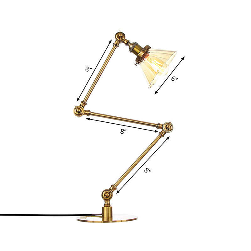 Kegel Klar/Amber Glas Tischlampe Lager Stilvolle 1 Licht Schwarz/Messing Tischbeleuchtung für das Arbeitszimmer
