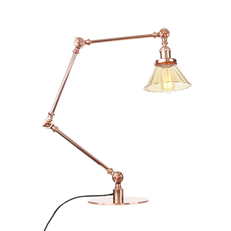Kegel Klar/Amber Glas Tischlampe Lager Stilvolle 1 Licht Schwarz/Messing Tischbeleuchtung für das Arbeitszimmer