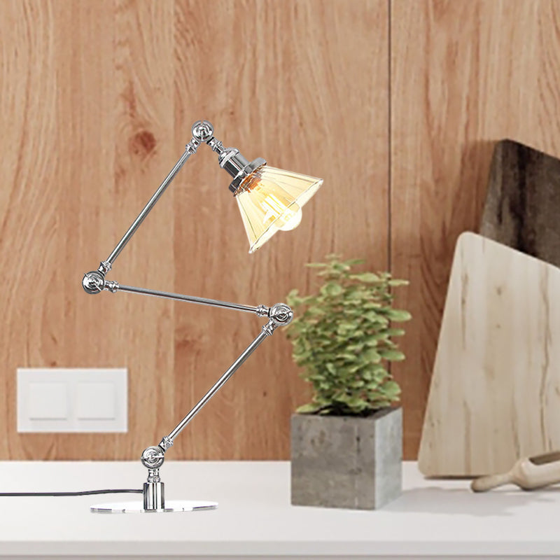 Kegel Klar/Amber Glas Tischlampe Lager Stilvolle 1 Licht Schwarz/Messing Tischbeleuchtung für das Arbeitszimmer