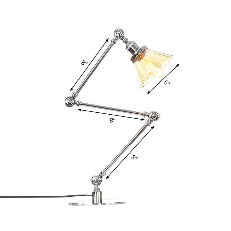 Kegel Klar/Amber Glas Tischlampe Lager Stilvolle 1 Licht Schwarz/Messing Tischbeleuchtung für das Arbeitszimmer