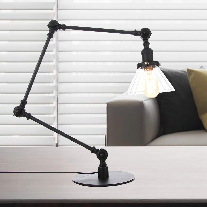 Kegel Klar/Amber Glas Tischlampe Lager Stilvolle 1 Licht Schwarz/Messing Tischbeleuchtung für das Arbeitszimmer