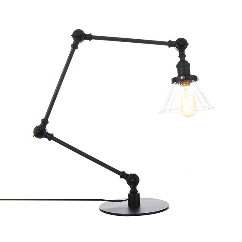 Kegel Klar/Amber Glas Tischlampe Lager Stilvolle 1 Licht Schwarz/Messing Tischbeleuchtung für das Arbeitszimmer