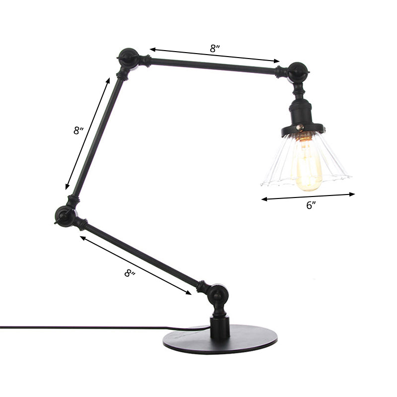 Kegel Klar/Amber Glas Tischlampe Lager Stilvolle 1 Licht Schwarz/Messing Tischbeleuchtung für das Arbeitszimmer