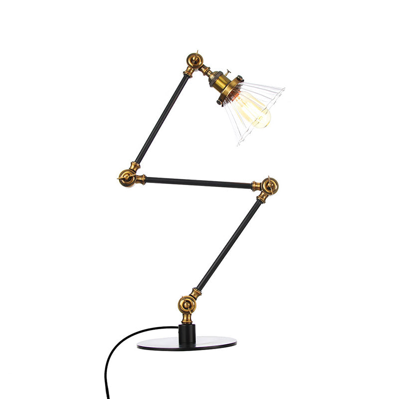 Kegel Klar/Amber Glas Tischlampe Lager Stilvolle 1 Licht Schwarz/Messing Tischbeleuchtung für das Arbeitszimmer