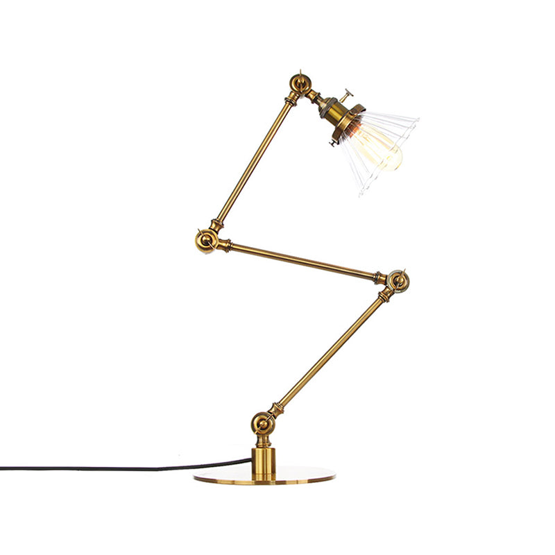 Kegel Klar/Amber Glas Tischlampe Lager Stilvolle 1 Licht Schwarz/Messing Tischbeleuchtung für das Arbeitszimmer