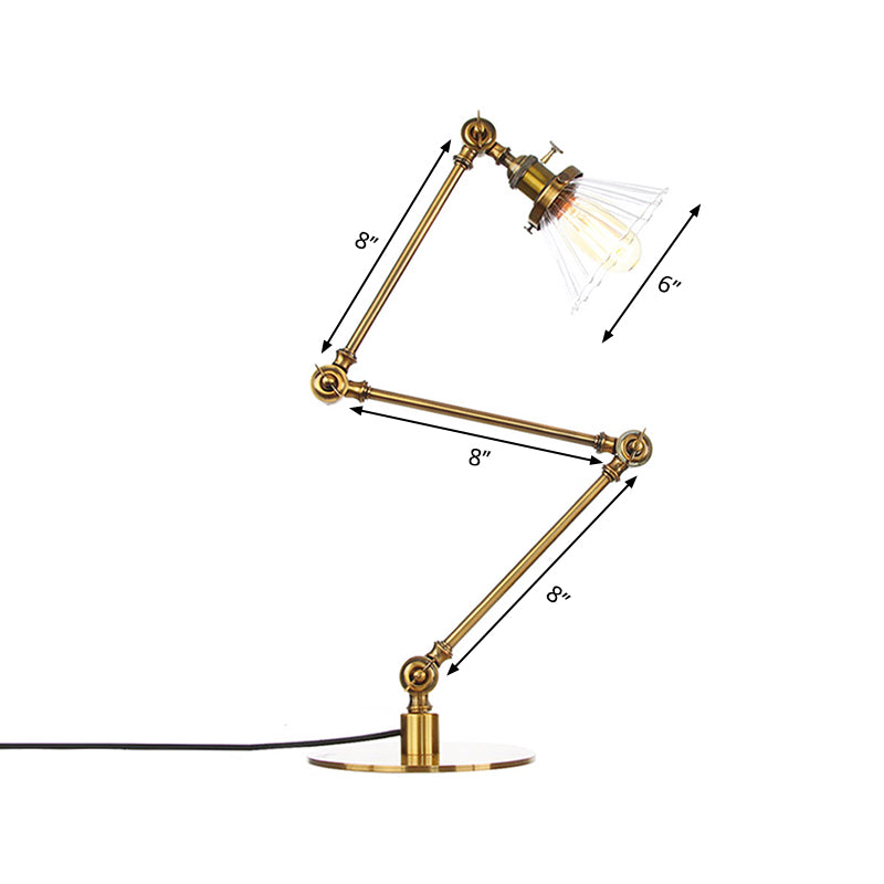 Kegel Klar/Amber Glas Tischlampe Lager Stilvolle 1 Licht Schwarz/Messing Tischbeleuchtung für das Arbeitszimmer