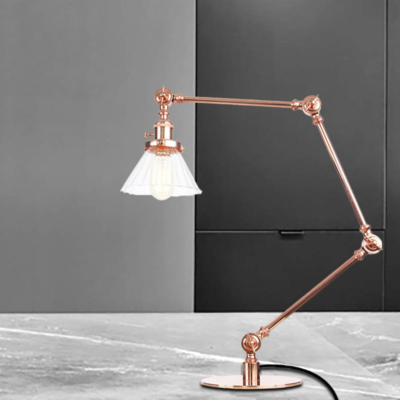 Kegel Klar/Amber Glas Tischlampe Lager Stilvolle 1 Licht Schwarz/Messing Tischbeleuchtung für das Arbeitszimmer