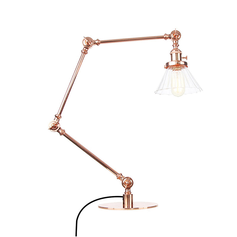 Kegel Klar/Amber Glas Tischlampe Lager Stilvolle 1 Licht Schwarz/Messing Tischbeleuchtung für das Arbeitszimmer