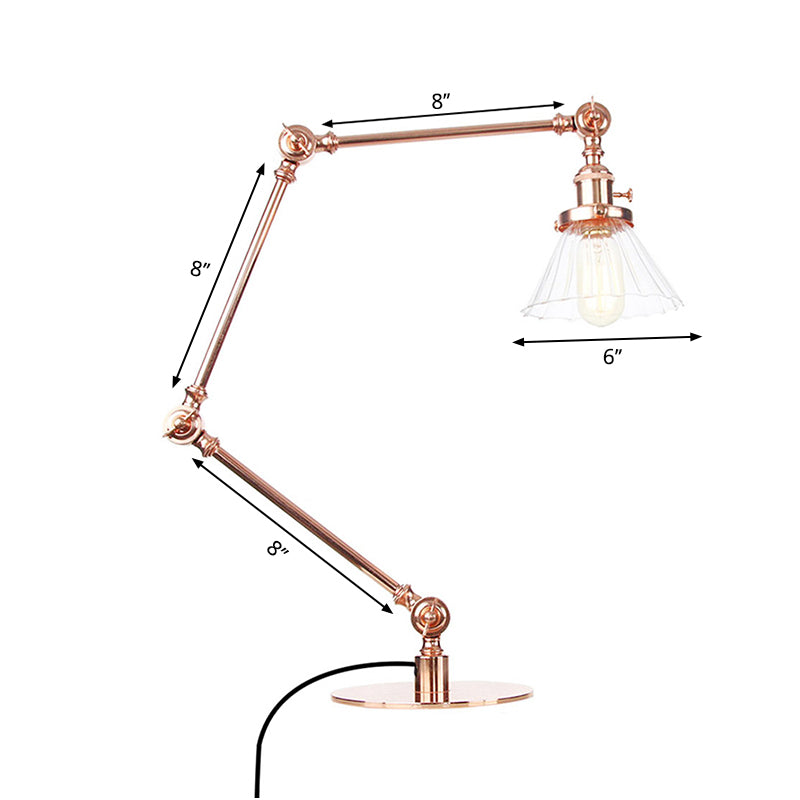 Kegel Klar/Amber Glas Tischlampe Lager Stilvolle 1 Licht Schwarz/Messing Tischbeleuchtung für das Arbeitszimmer