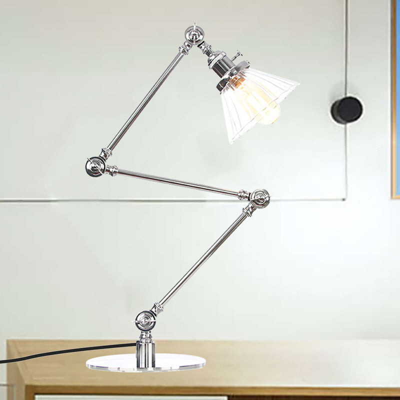 Kegel Klar/Amber Glas Tischlampe Lager Stilvolle 1 Licht Schwarz/Messing Tischbeleuchtung für das Arbeitszimmer