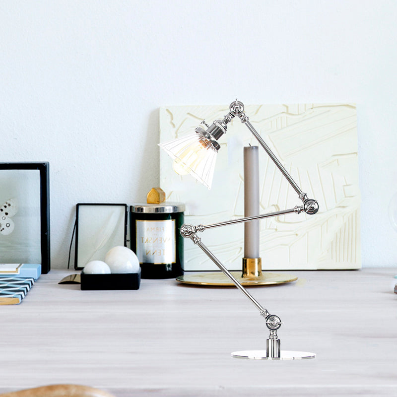 Kegel Klar/Amber Glas Tischlampe Lager Stilvolle 1 Licht Schwarz/Messing Tischbeleuchtung für das Arbeitszimmer