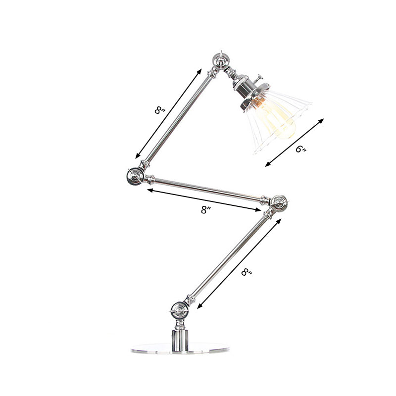 Kegel Klar/Amber Glas Tischlampe Lager Stilvolle 1 Licht Schwarz/Messing Tischbeleuchtung für das Arbeitszimmer