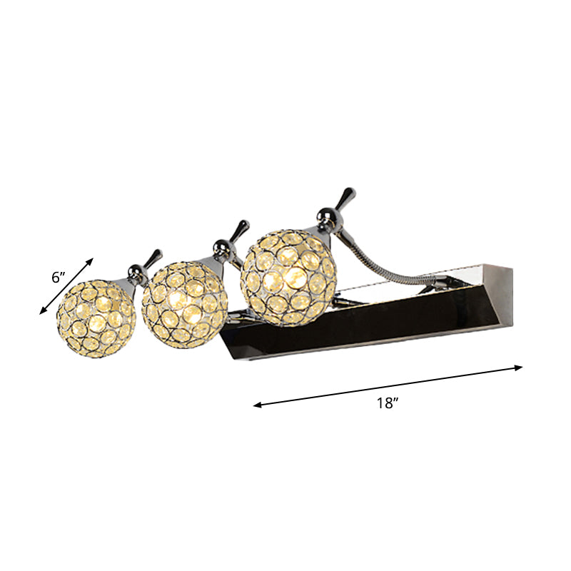 Frendorf | Orbit Wandleuchte Sconce Modernistisch Stilvoll Klar Kristall 3/4 Lichter Schwarze Oberfläche Kosmetikspiegel Licht, Warm/Weiß Licht