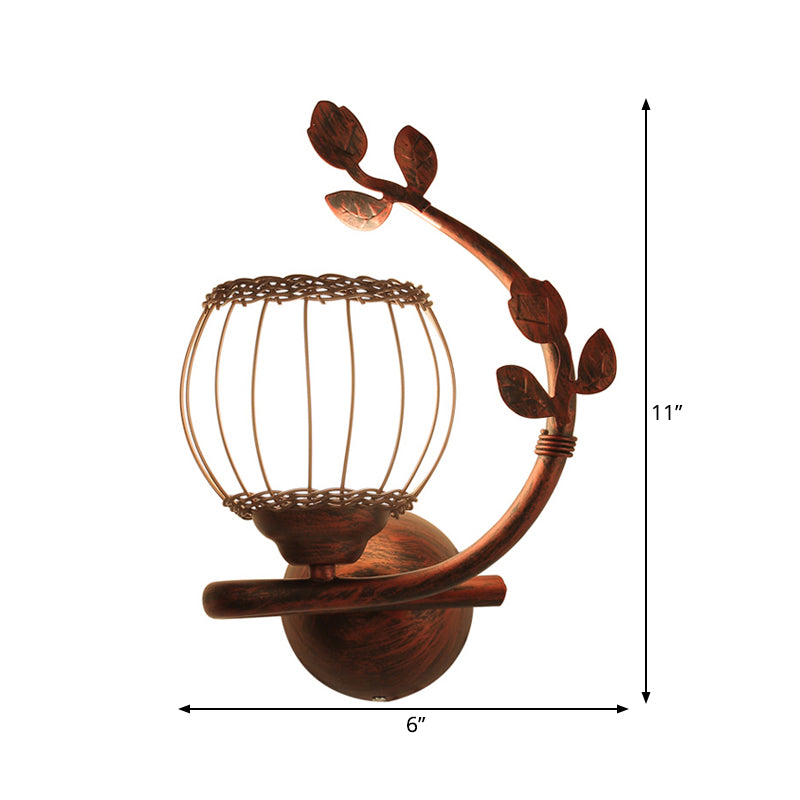 Frendorf | 1 Licht Schlafzimmer Wandmontierte Lampe Rustikaler Dunkles Holz Wandlampe mit Kugel Milchglas Schirm, Rechts/Links