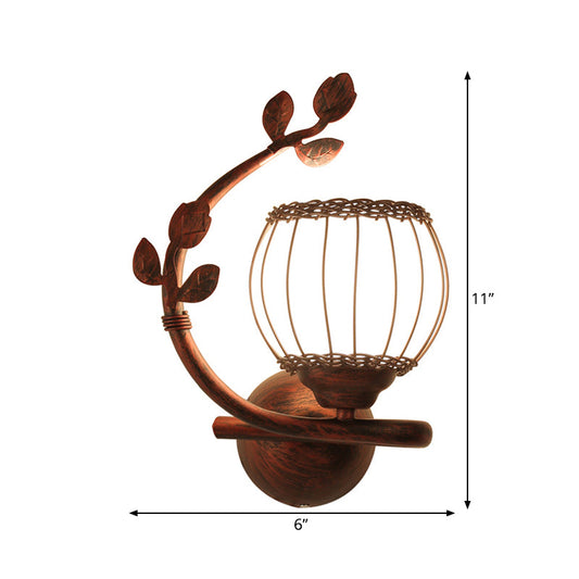 Frendorf | 1 Licht Schlafzimmer Wandmontierte Lampe Rustikaler Dunkles Holz Wandlampe mit Kugel Milchglas Schirm, Rechts/Links