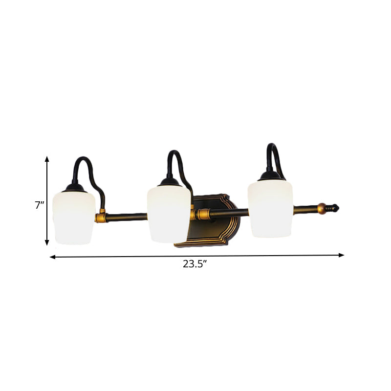 Frendorf | 2/3/4 Lichtern Becher Shade Vanity Wandleuchte Klassische weiße Glas Wandmontierte Beleuchtung für das Badezimmer