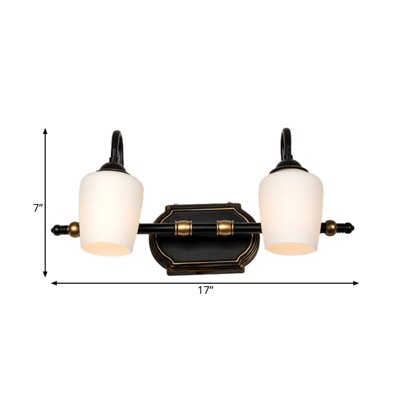 Frendorf | 2/3/4 Lichtern Becher Shade Vanity Wandleuchte Klassische weiße Glas Wandmontierte Beleuchtung für das Badezimmer