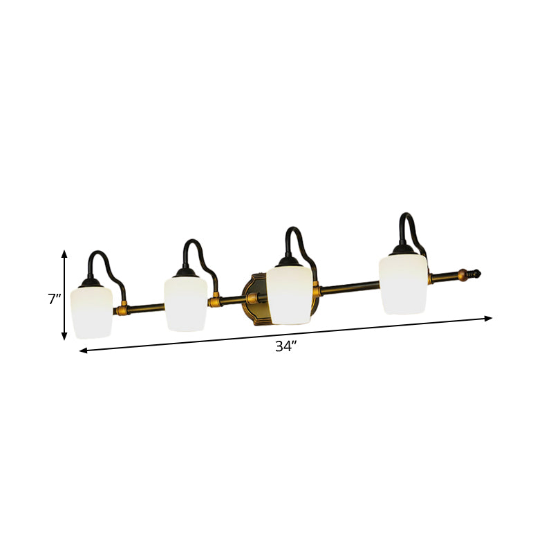 Frendorf | 2/3/4 Lichtern Becher Shade Vanity Wandleuchte Klassische weiße Glas Wandmontierte Beleuchtung für das Badezimmer