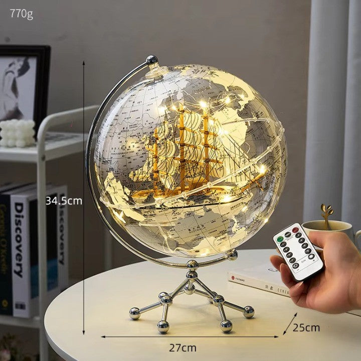 Frendorf | Goldene Segel-Weltkarte Dekor LED-Licht