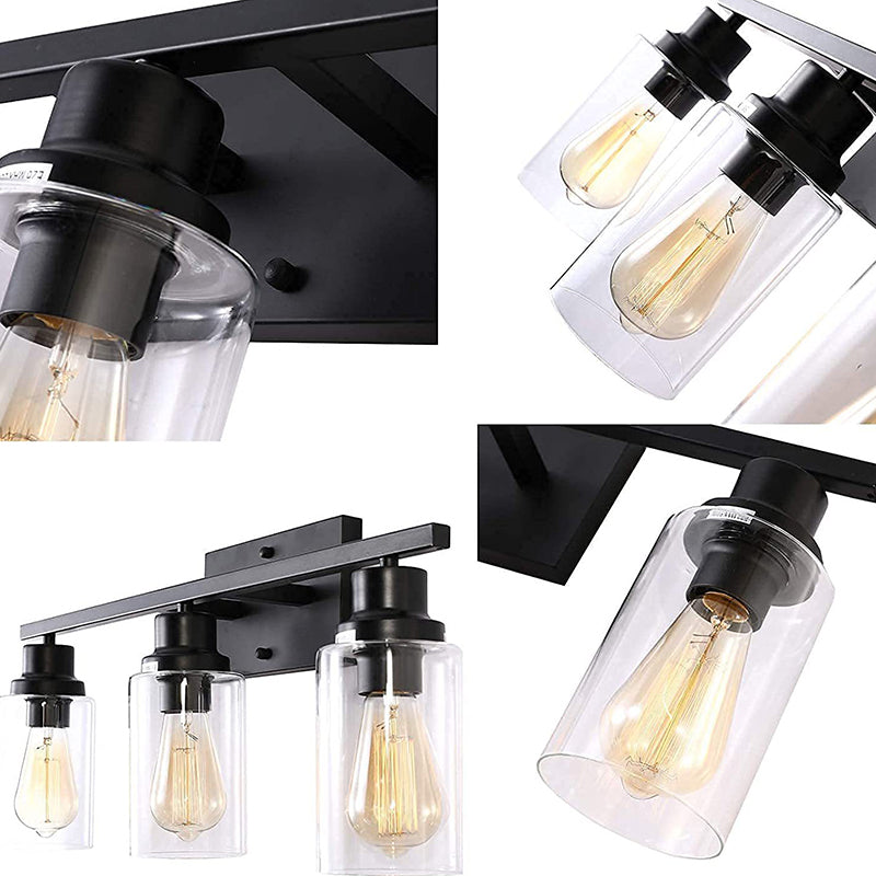 Frendorf | 3-Licht Zylinder Wandleuchten Fixtures Retro Industriellen Stil Glas Vanity Licht