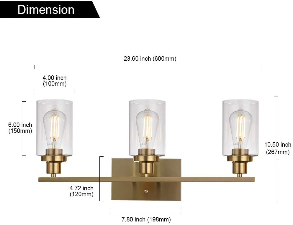 Frendorf | 3-Licht Zylinder Wandleuchten Fixtures Retro Industriellen Stil Glas Vanity Licht