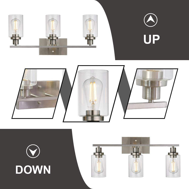 Frendorf | 3-Licht Zylinder Wandleuchten Fixtures Retro Industriellen Stil Glas Vanity Licht
