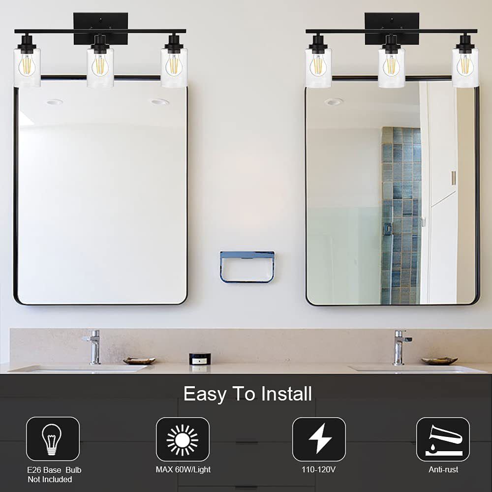 Frendorf | 3-Licht Zylinder Wandleuchten Fixtures Retro Industriellen Stil Glas Vanity Licht