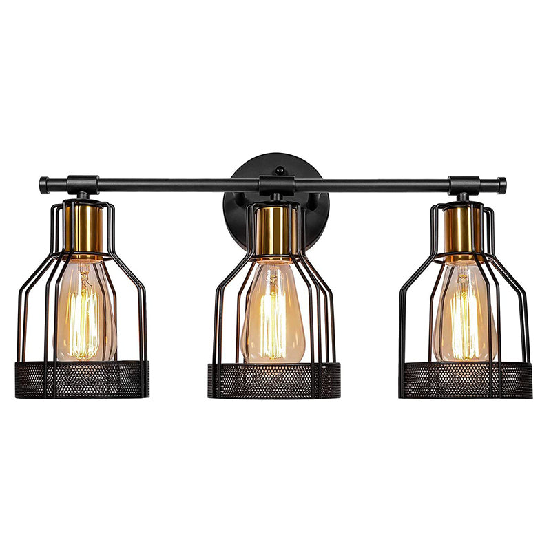 Frendorf | Cage Shade Wandlamp Retro Industriële Stijl Metaal 3 Licht Vanity Lamp