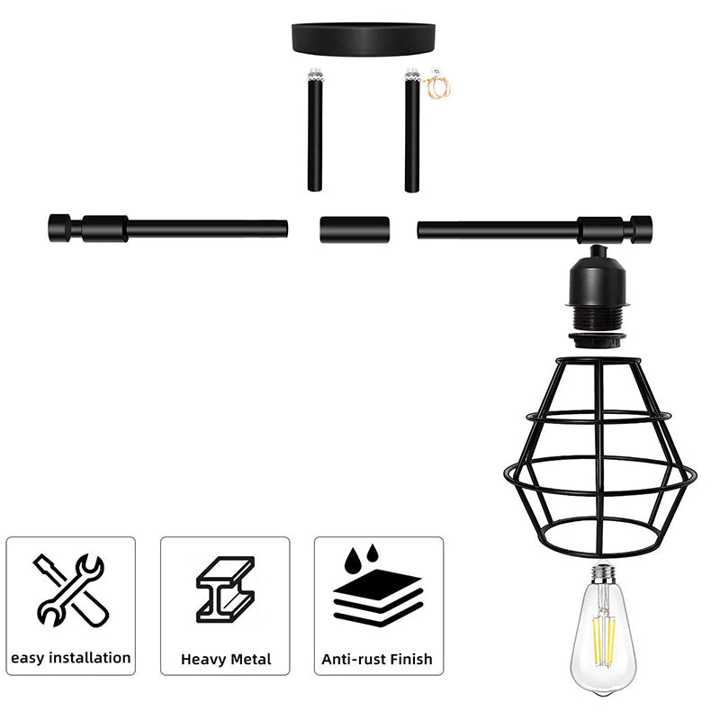 Frendorf | Cage Shade Wandlamp Retro Industriële Stijl Metaal 3 Licht Vanity Lamp