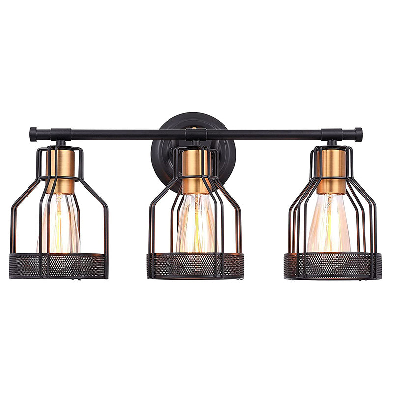 Frendorf | Cage Shade Wandlamp Retro Industriële Stijl Metaal 3 Licht Vanity Lamp