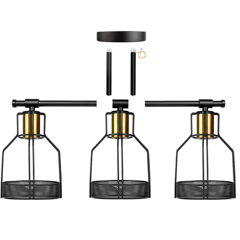 Frendorf | Cage Shade Wandlamp Retro Industriële Stijl Metaal 3 Licht Vanity Lamp