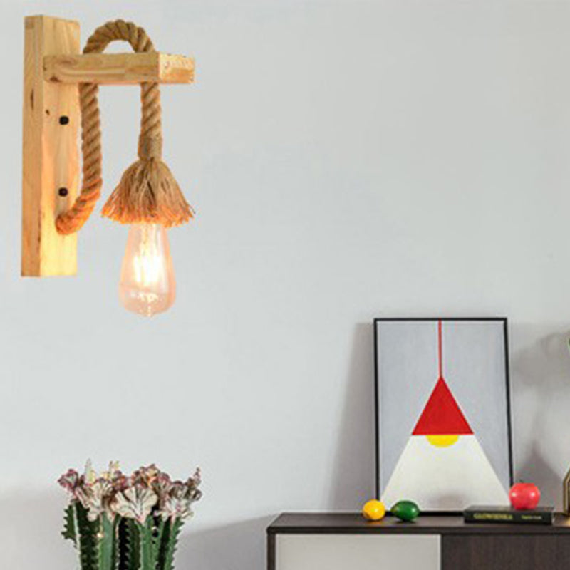 Frendorf | Bare Bulb Wandleuchte 1 Kopf Industrie Geflochtener Seil Wandbeleuchtung Ideen für Restaurant Flur