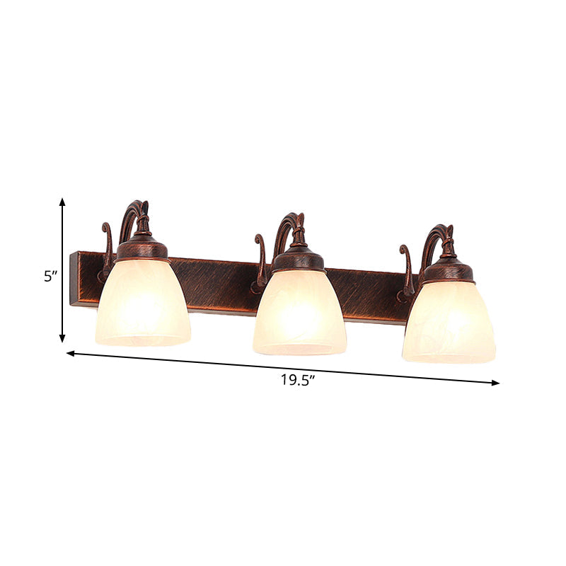 Frendorf | Koperen Koepel Wandlamp Traditionele Opal Glass 1/2/3 Lichten Badkamer Muur Gemonteerde Vanity Licht