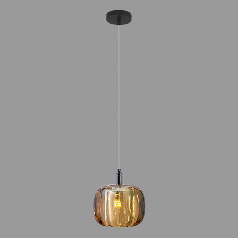 Melonenförmige Esszimmer Pendelleuchte Kristall 1-Licht Postmodern Minimalistische Hängeleuchte Set