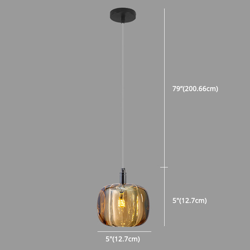 Melonenförmige Esszimmer Pendelleuchte Kristall 1-Licht Postmodern Minimalistische Hängeleuchte Set