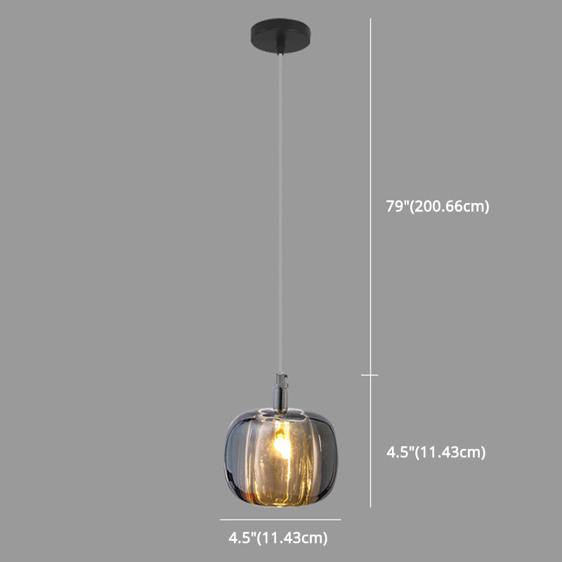 Melonenförmige Esszimmer Pendelleuchte Kristall 1-Licht Postmodern Minimalistische Hängeleuchte Set