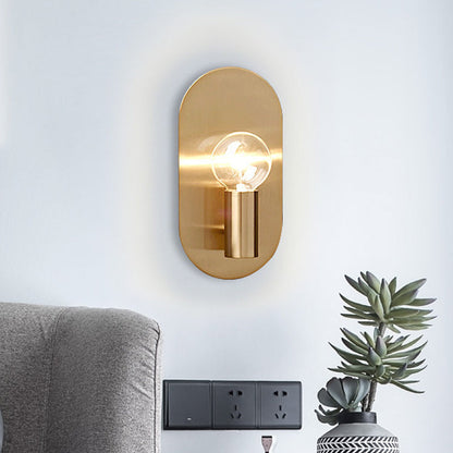 Frendorf | 1 Licht Bare Bulb Wandlamp Minimalistische Gouden Afwerking Metallic Wandlamp met Ovalen Achterplaat