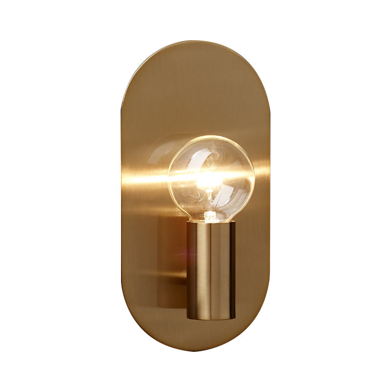 Frendorf | 1 Licht Bare Bulb Wandlamp Minimalistische Gouden Afwerking Metallic Wandlamp met Ovalen Achterplaat