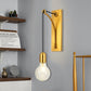 Frendorf | Enkel Exposed Bulb Wandgemonteerde Lamp Eenvoudige Heldere Ruitjesglas Wandlamp met Gouden Metalen Achterplaat