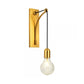 Frendorf | Enkel Exposed Bulb Wandgemonteerde Lamp Eenvoudige Heldere Ruitjesglas Wandlamp met Gouden Metalen Achterplaat