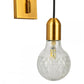 Frendorf | Enkel Exposed Bulb Wandgemonteerde Lamp Eenvoudige Heldere Ruitjesglas Wandlamp met Gouden Metalen Achterplaat