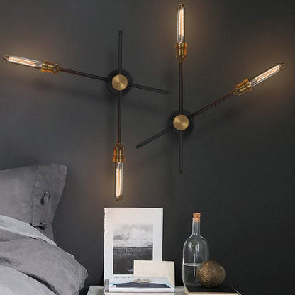 Frendorf | 2/3 Koppen Metalen Wandlamp Colonialistisch Zwart en Goud Gekruiste Woonkamer Wandbevestiging Verlichting