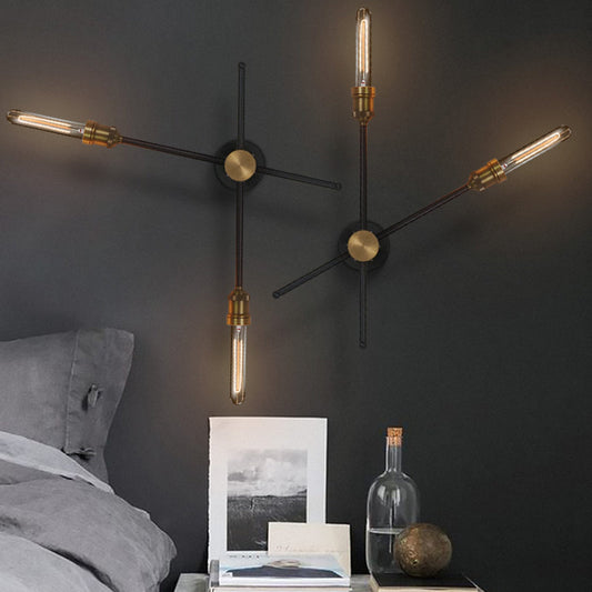 Frendorf | 2/3 Koppen Metalen Wandlamp Colonialistisch Zwart en Goud Gekruiste Woonkamer Wandbevestiging Verlichting