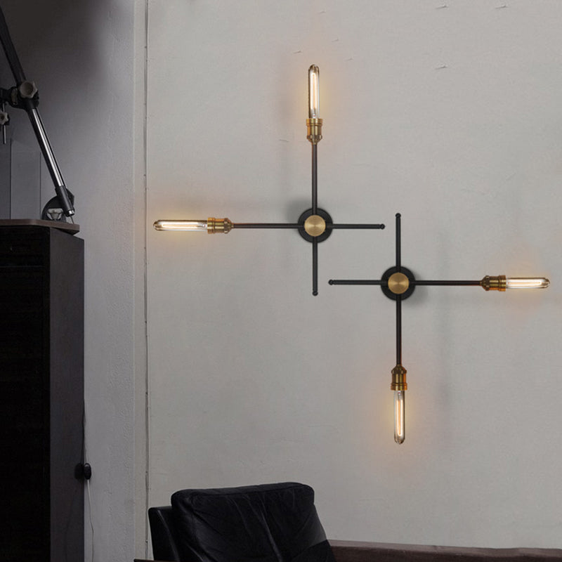 Frendorf | 2/3 Koppen Metalen Wandlamp Colonialistisch Zwart en Goud Gekruiste Woonkamer Wandbevestiging Verlichting